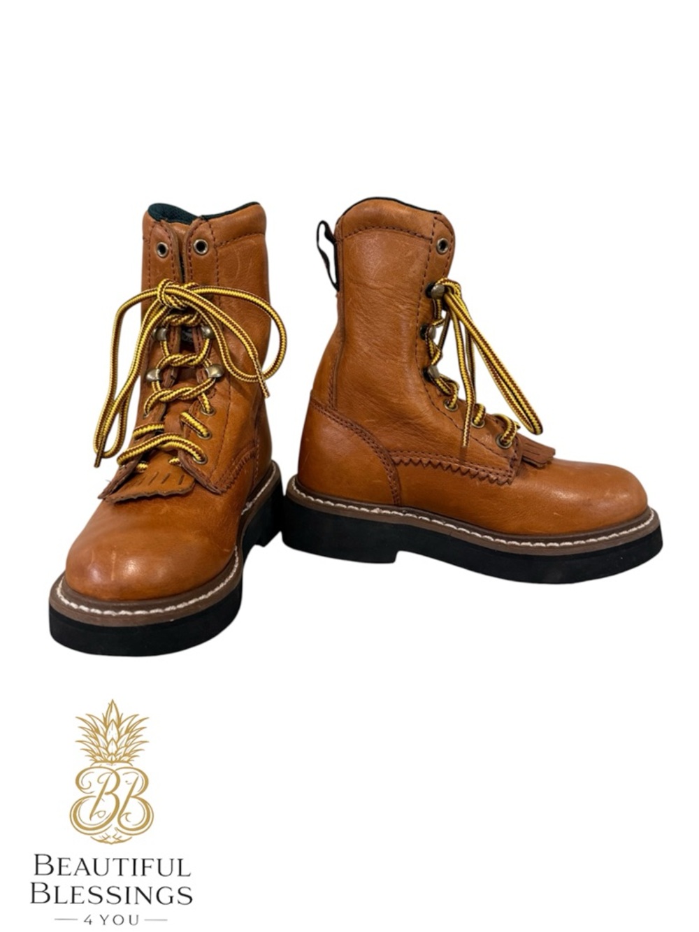 9.5 Boys Georgia Brown Leather Boots - Lace Up